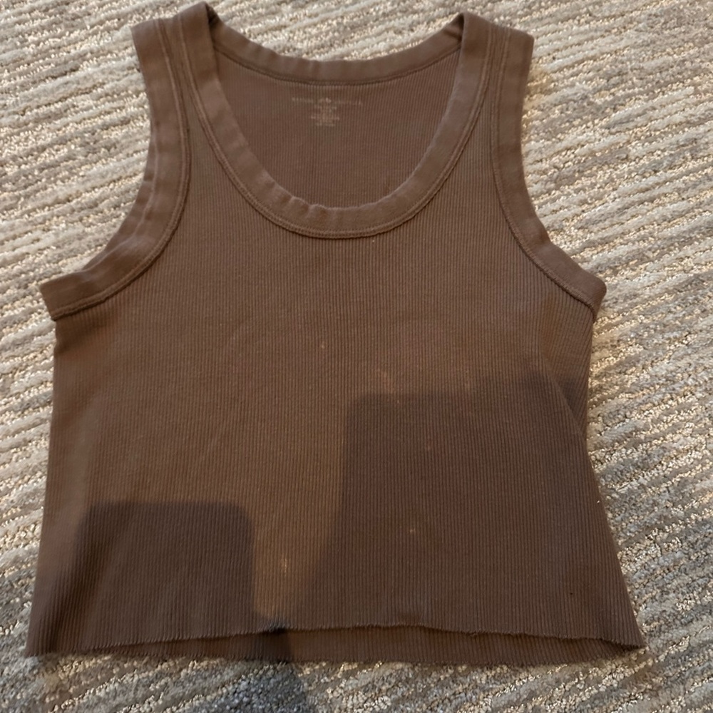 Brown Ribbed Tank Top Brandy Melville